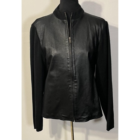 Uniform John Paul Richard Jackets & Blazers - John Paul Richard Jacket Womens Medium Black Leather Full Zip Lined Stand Collar